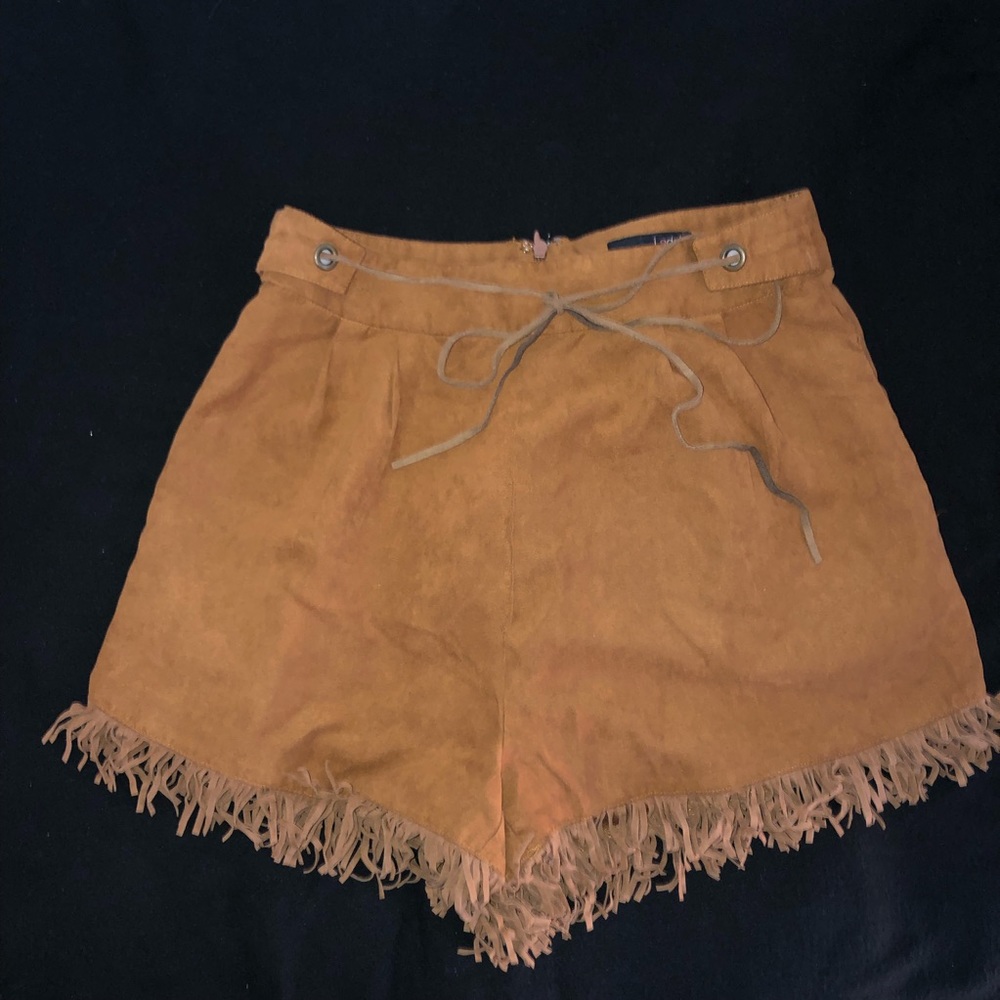 Suede Fringe Shorts - Picture 2 of 8
